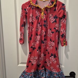 Floral Long Sleeve Nightgown with Ruffle Hem